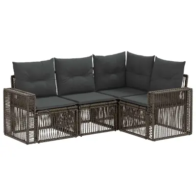 vidaXL Vrtna sedežna garnitura 4 pcs Siva in temno siva poli ratan