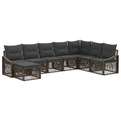 vidaXL Vrtna sedežna garnitura 8 pcs Siva poli ratan