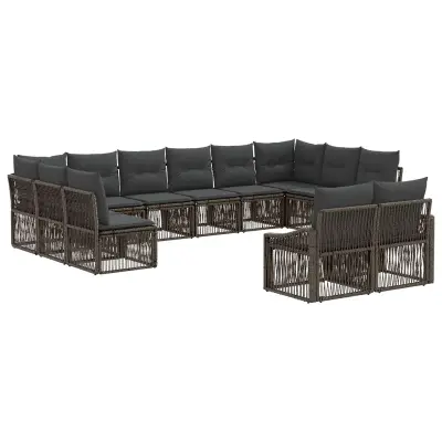 vidaXL Vrtna sedežna garnitura 12 pcs Siva poli ratan