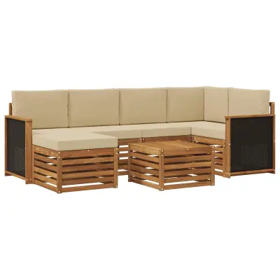 vidaXL Kotna sedežna garnitura z blazino 6 pcs Naravna