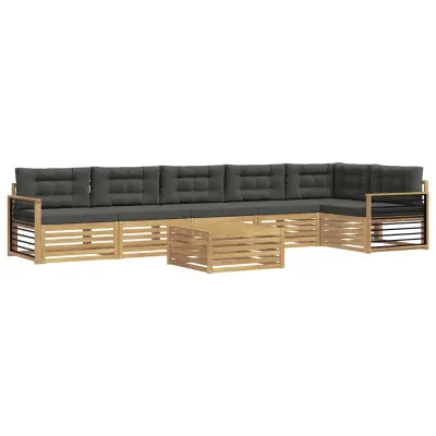 vidaXL Zunanja garnitura za sedenje z blazino 7 pcs Bela in antracit