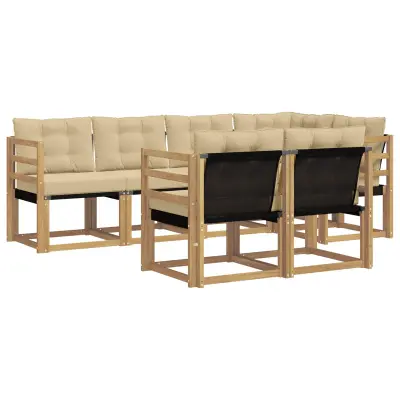 vidaXL Zunanja garnitura za sedenje z blazino 7 pcs Bela in bež
