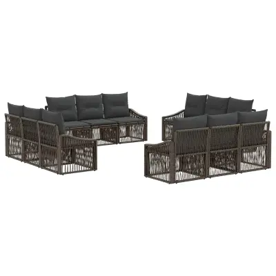 vidaXL Vrtna sedežna garnitura 12 pcs Siva poli ratan