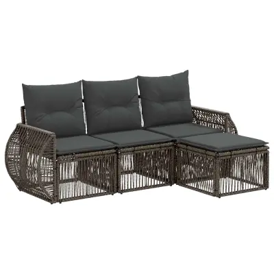 vidaXL Vrtna sedežna garnitura 4 pcs Siva in temno siva poli ratan