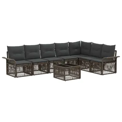 vidaXL Vrtna sedežna garnitura 8 pcs Siva poli ratan