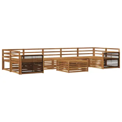 vidaXL Zunanja garnitura za sedenje 8 pcs Naravna Masiven les akacije