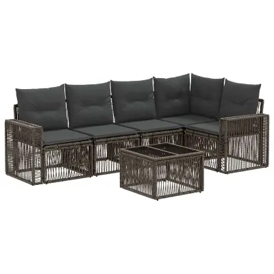 vidaXL Vrtna sedežna garnitura 6 pcs Siva in temno siva poli ratan