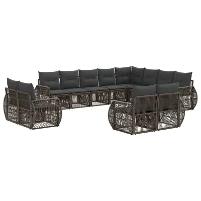 vidaXL Vrtna sedežna garnitura 12 pcs Siva in temno siva poli ratan