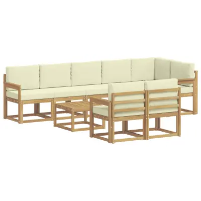 vidaXL Zunanja garnitura za sedenje 9 pcs Bela in krem Poliester