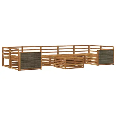 vidaXL Zunanja garnitura za sedenje 8 pcs Naravna Masiven les akacije