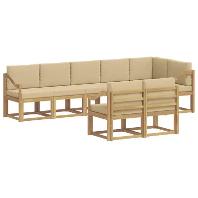 vidaXL Zunanja garnitura za sedenje 8 pcs Bela in bež Poliester