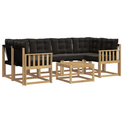 vidaXL Zunanja garnitura za sedenje z blazino 7 pcs