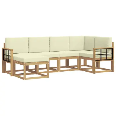 vidaXL Zunanja garnitura za sedenje 6 pcs Bela in krem Poliester