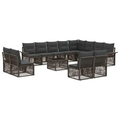 vidaXL Vrtna sedežna garnitura 13 pcs Siva poli ratan
