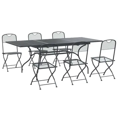 vidaXL Komplet za jedilnico v vrtu 7 pcs Antracit 212 x 90 x 76 cm