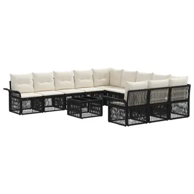 vidaXL Vrtna sedežna garnitura 12 pcs Črna poli ratan