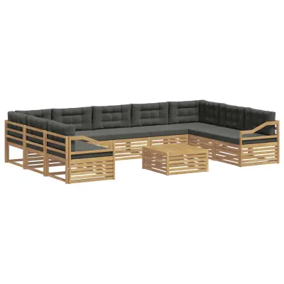vidaXL Zunanja garnitura za sedenje 10 pcs Bela in antracit Poliester