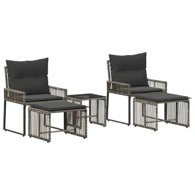 vidaXL Zunanji pohištveni set 11 pcs Siva in temno siva poli ratan