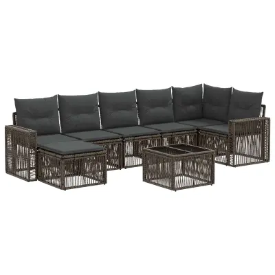 vidaXL Vrtna sedežna garnitura 8 pcs Siva in temno siva poli ratan