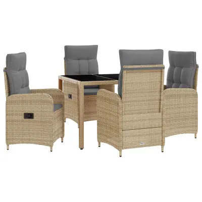 vidaXL Zunanja jedilnica z blazino 5 pcs Bež in svetlo siva