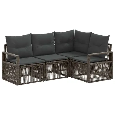 vidaXL Vrtna sedežna garnitura 4 pcs Siva poli ratan