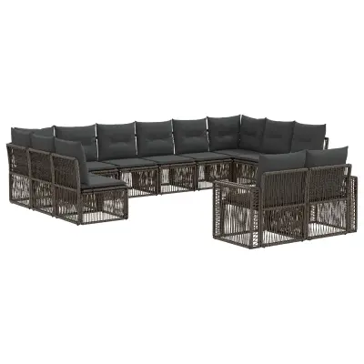 vidaXL Vrtna sedežna garnitura 12 pcs Siva in temno siva poli ratan