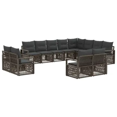 vidaXL Vrtna sedežna garnitura 12 pcs Siva poli ratan