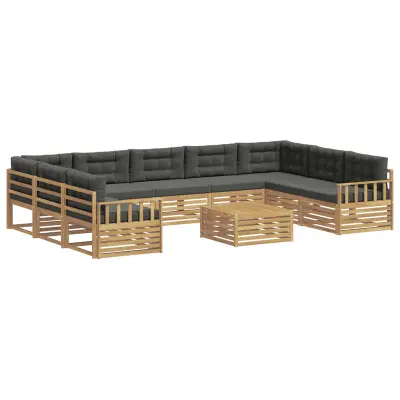 vidaXL Zunanja garnitura za sedenje z blazino 10 pcs Bela in antracit
