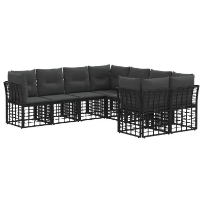 vidaXL Zunanja garnitura za sedenje 8 pcs Črna in Temno siva Poliester