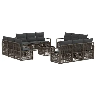 vidaXL Vrtna sedežna garnitura 13 pcs Siva poli ratan