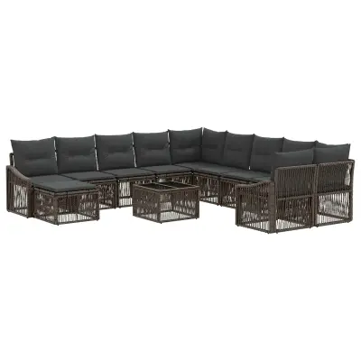 vidaXL Vrtna sedežna garnitura 12 pcs Siva poli ratan