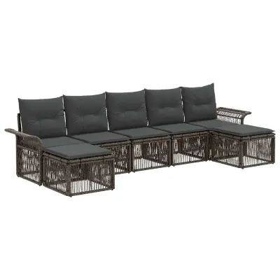 vidaXL Vrtna sedežna garnitura 7 pcs Siva poli ratan