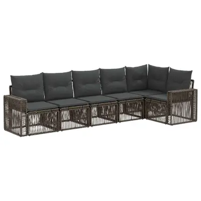 vidaXL Vrtna sedežna garnitura 6 pcs Siva in temno siva poli ratan