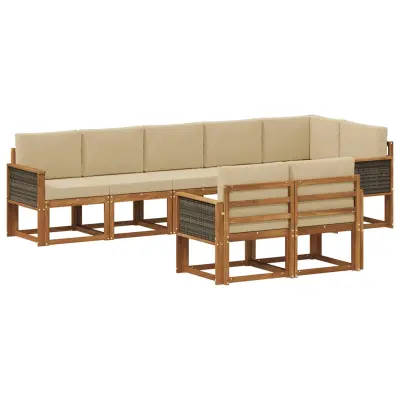 vidaXL Zunanja garnitura za sedenje 8 pcs Naravna in bež Poliester