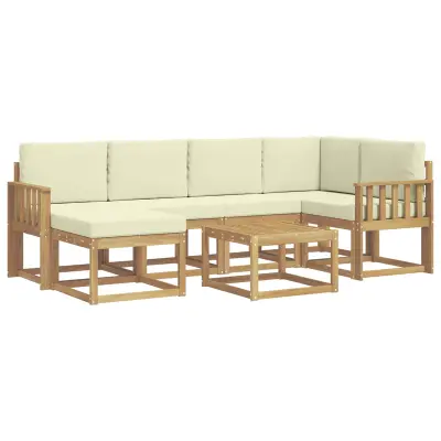 vidaXL Zunanja garnitura za sedenje z blazino 7 pcs Bela in krem