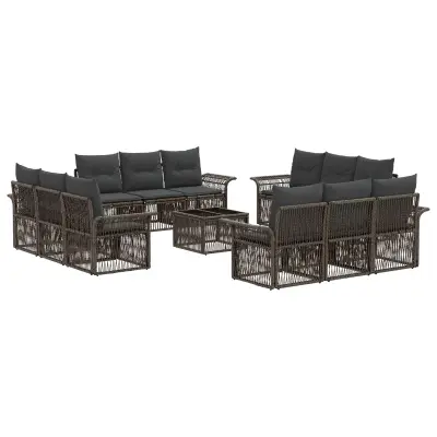 vidaXL Vrtna sedežna garnitura 13 pcs Siva poli ratan