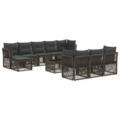 vidaXL Vrtna sedežna garnitura 11 pcs Siva poli ratan