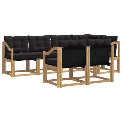 vidaXL Zunanja garnitura za sedenje z blazino 7 pcs Bela in črna
