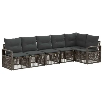 vidaXL Vrtna sedežna garnitura 6 pcs Siva poli ratan
