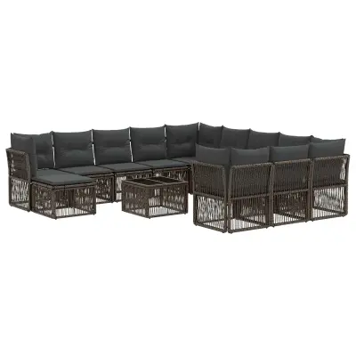 vidaXL Vrtna sedežna garnitura 13 pcs Siva poli ratan