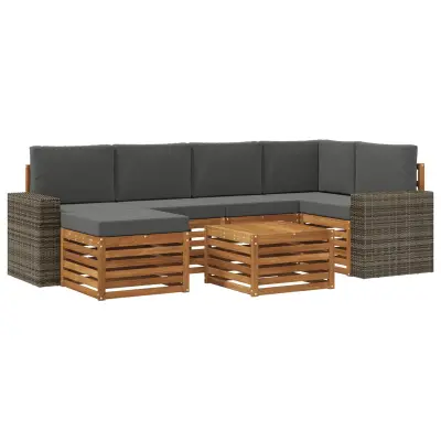 vidaXL Kotna sedežna garnitura z blazino 7 pcs Naravna in antracitna