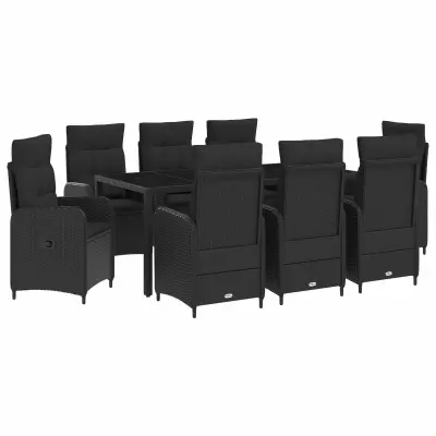 vidaXL Zunanja jedilnica 9 pcs PE ratan in prašno premazano jeklo