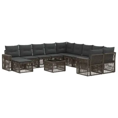 vidaXL Vrtna sedežna garnitura 12 pcs Siva in temno siva poli ratan