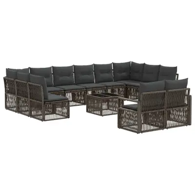 vidaXL Vrtna sedežna garnitura 13 pcs Siva poli ratan