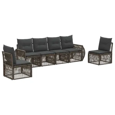 vidaXL Vrtna sedežna garnitura 6 pcs Siva in temno siva poli ratan