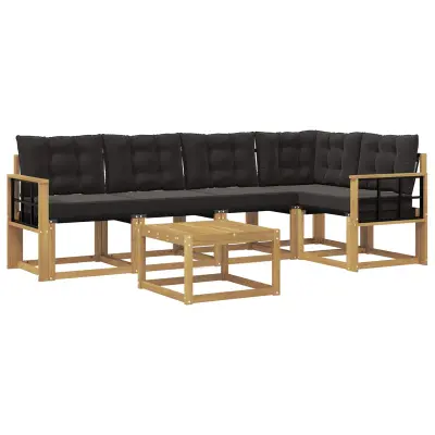 vidaXL Zunanja garnitura za sedenje z blazino 6 pcs Bela in črna