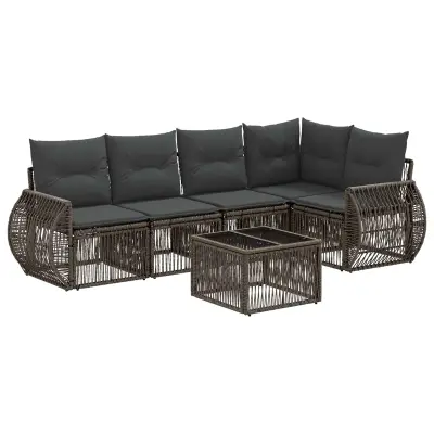 vidaXL Vrtna sedežna garnitura 6 pcs Siva in temno siva poli ratan
