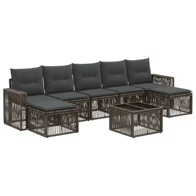 vidaXL Vrtna sedežna garnitura 8 pcs Siva in temno siva poli ratan
