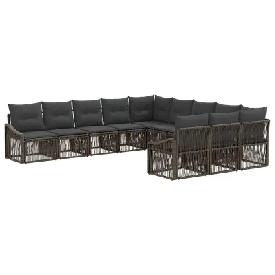 vidaXL Vrtna sedežna garnitura 11 pcs Siva poli ratan