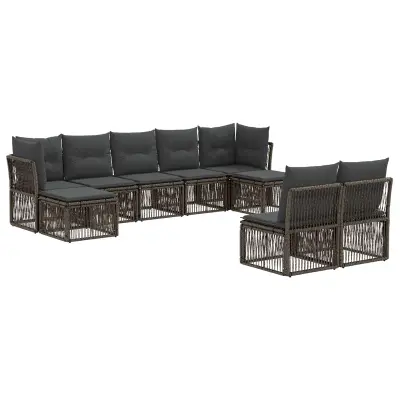 vidaXL Vrtna sedežna garnitura 9 pcs Siva poli ratan
